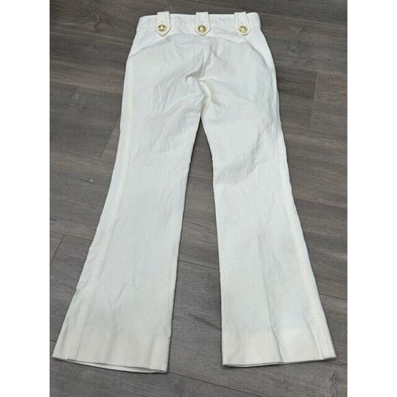 Derek Lam 10 Crosby Womens Gold Button Robertson Flared Pants White Size 0 NWT - Picture 3 of 13